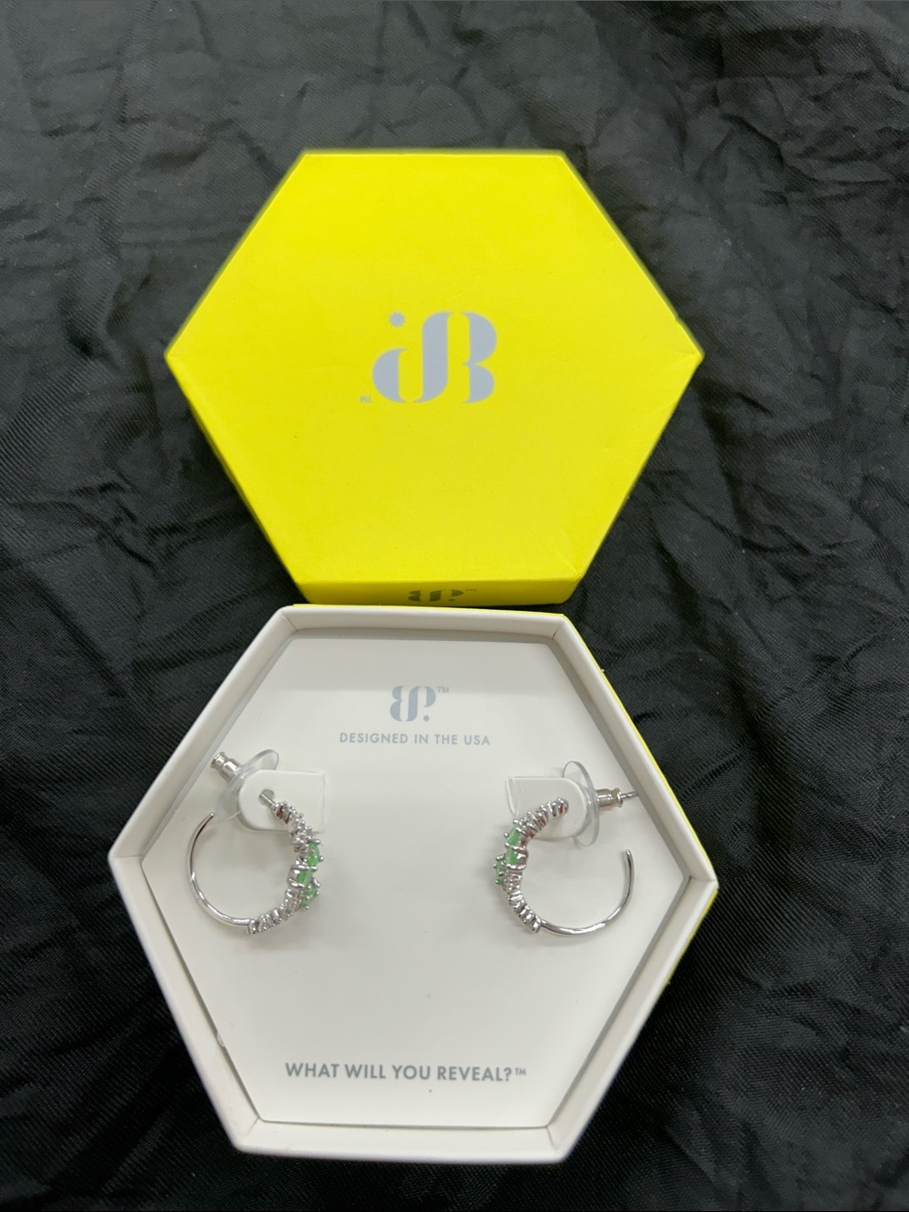 Bomb Party RBP5203 Lan Created Pale Green Ice Crystal Hoop Earrings